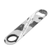 Glamour Black Funkelnd Glitzer Sequins Kuh Printin Speed Flaschenöffner (Vorderseite Schrägansicht)