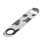 Glamour Black Funkelnd Glitzer Sequins Kuh Printin Speed Flaschenöffner (Rückseite Schrägansicht)
