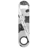 Glamour Black Funkelnd Glitzer Sequins Kuh Printin Speed Flaschenöffner (Vorderseite)