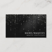 Glamour Black Glitzer Tropfen Visitenkarte (Vorderseite)