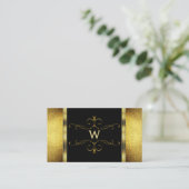 Glamour Black Gold Glitzer Decorated Monogram Visitenkarte (Stehend Vorderseite)