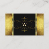 Glamour Black Gold Glitzer Decorated Monogram Visitenkarte (Vorderseite)