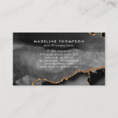 Glamour Black Gold Marmor Agate Geode Visitenkarte (Rückseite)