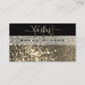 Glamour Black Gold Sparkle Glitzer mit Monogram Visitenkarte (Vorderseite)