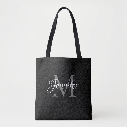 Glamour Black Grau and White Monogram Tasche (Vorderseite)
