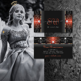 Glamour Black Lava Red Squiggled Jewels Monogram Visitenkarte