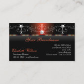Glamour Black Lava Red Squiggled Juwelen und Logo Visitenkarte (Rückseite)