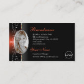 Glamour Black Lava Red Squigglg Logo und Foto Visitenkarte (Rückseite)