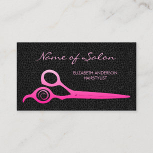 Glamour Black Leopard Pink Fairstylist Scheren Visitenkarte