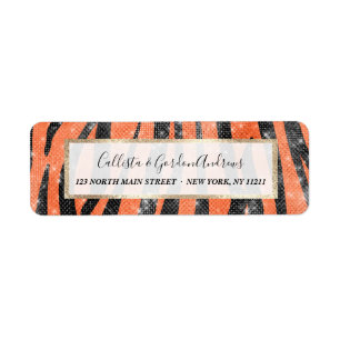 Glamour Black Orange Glitzer Animal Tiger Strip