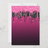 Glamour Black & Pink Dripping Glitzer Sweet 16 Dankeskarte (Rückseite)