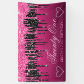 Glamour Black & Pink Driving Glitzer Geburtstag Banner (Vertikal)
