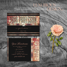 Glamour Black Rose Gold Glitzer Sparkone Visitenkarte