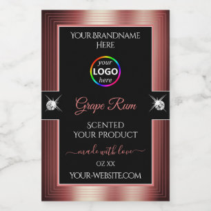 Glamour Black Shiny Wine Red Logo Product Label Lebensmitteletikett