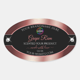 Glamour Black Shiny Wine Red Logo Product Label Ovaler Aufkleber