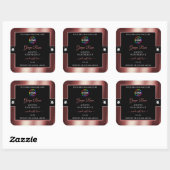 Glamour Black Shiny Wine Red Logo Product Label Quadratischer Aufkleber (Blatt)