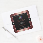 Glamour Black Shiny Wine Red Logo Product Label Quadratischer Aufkleber (Umschlag)