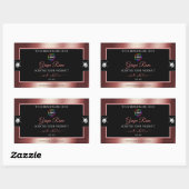 Glamour Black Shiny Wine Red Logo Product Label Rechteckiger Aufkleber (Blatt)