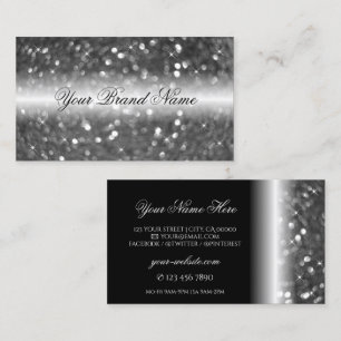 Glamour Black Silver Sparkling Glitzer Stilvoll Visitenkarte