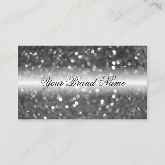 Glamour Black Silver Sparkling Glitzer Stilvoll Visitenkarte (Vorderseite)