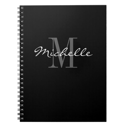 Glamour Black-White Monogram Spiralnotebook Notizblock (Vorderseite)