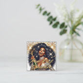 Glamour Black Woman Popping Champagne Begleitkarte (Stehend Vorderseite)