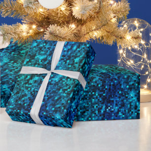 Glamour Blau und Grün Glitzer Geschenkpapier