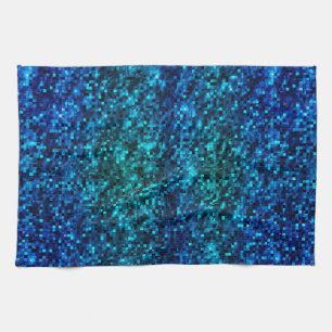 Glamour Blau und Grün Glitzer Geschirrtuch