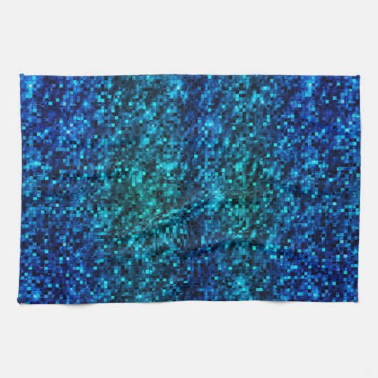 Glamour Blau und Grün Glitzer Geschirrtuch (Horizontal)