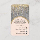 Glamour Blende Silver Glitzer Tropfen Nail Tech Visitenkarte (Rückseite)