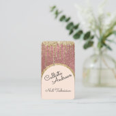 Glamour Bling Rose Gold Glitzer Tropfen Nail Tech Visitenkarte (Stehend Vorderseite)