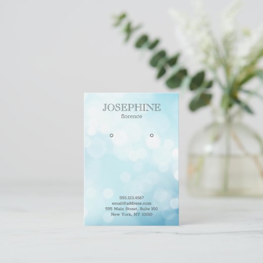 Glamour Blue Bokeh Juwelier Earring Display Visitenkarte (Stehend Vorderseite)