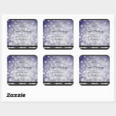 Glamour Blue Glitzer Product Label Diamonds Logo Quadratischer Aufkleber (Blatt)