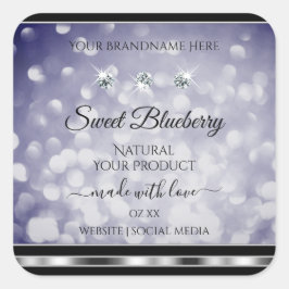 Glamour Blue Glitzer Product Labels Rhinestones Quadratischer Aufkleber