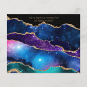 Glamour Blue Gold Agate Wedding Einladung CHEAP (Rückseite)