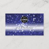 Glamour Blue Sparkling Glitzer Stars mit Logo Visitenkarte (Vorderseite)