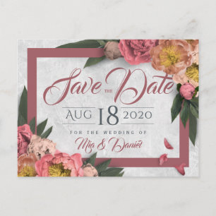 Glamour Blumengestein Save the Date Postkarte