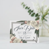 Glamour Blumengestein Save the Date Postkarte (Stehend Vorderseite)