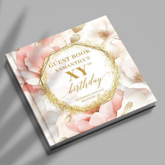 Glamour Blush Ivory Gold Birthday Gästebuch