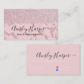 Glamour Blush Pink Gold Glitzer Marmor Gradient Visitenkarte (Vorne/Hinten)