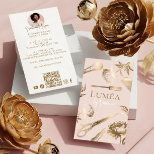 Glamour Blush Pink Gold Schönheitssalon Make-up St Visitenkarte