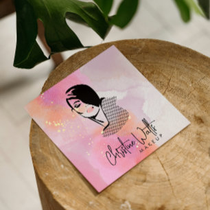 Glamour Blush Pink Wasserfarbe Funkelnd Makeup QR Quadratische Visitenkarte