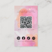 Glamour Blush Pink Wasserfarbe Funkelnd Makeup QR Visitenkarte (Rückseite)