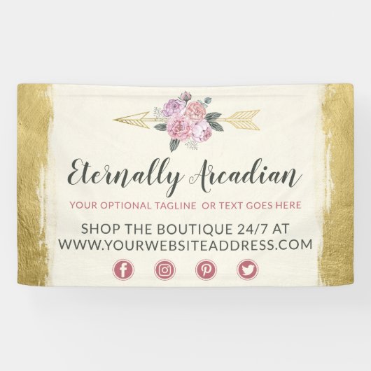 Glamour Bohemisch Floral Arrows Gold Boho Chic Banner (Horizontal)