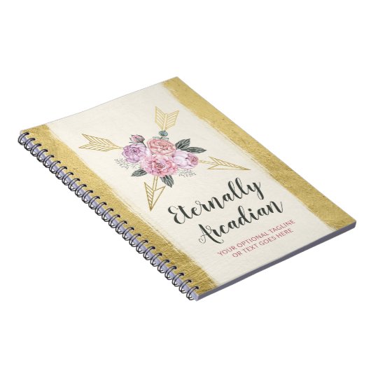 Glamour Bohemisch Floral Arrows Gold Boho Chic Notizblock (Rechte Seite)