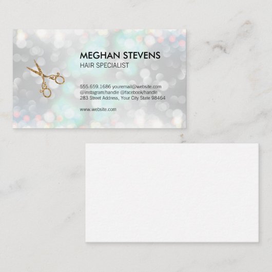 Glamour Bokeh Hair und Beauty Terminkarte (Vorne/Hinten)