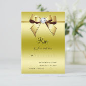 Glamour Bow & Ribbon 50. Wedding RSVP (Stehend Vorderseite)