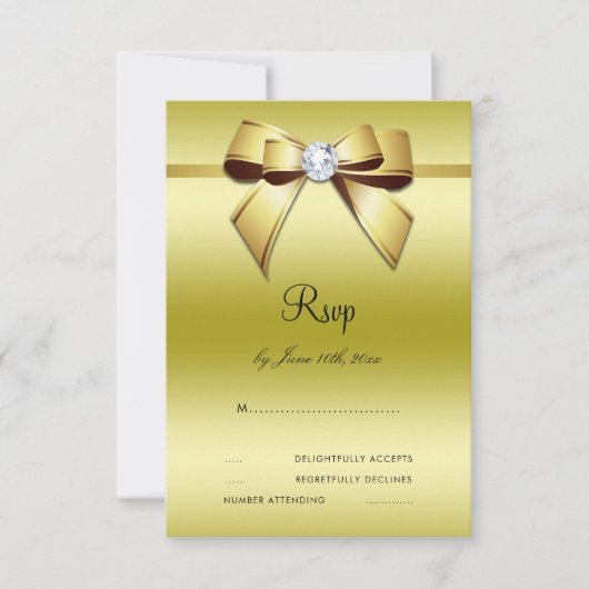 Glamour Bow & Ribbon 50. Wedding RSVP Karte (Vorderseite)