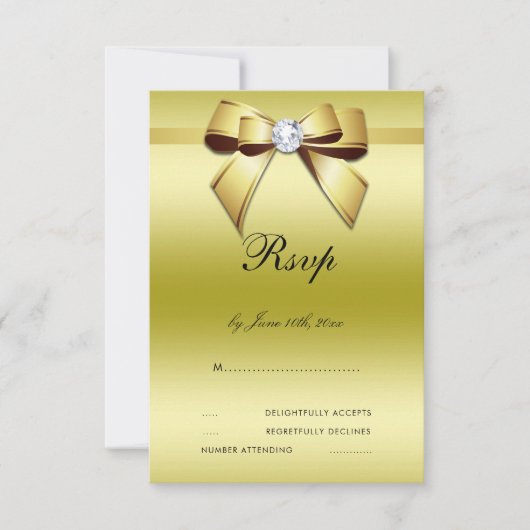 Glamour Bow & Ribbon RSVP Karte (Vorderseite)