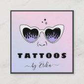 Glamour Brille Tattoo Artist Girly Gradient Fun Quadratische Visitenkarte (Vorderseite)